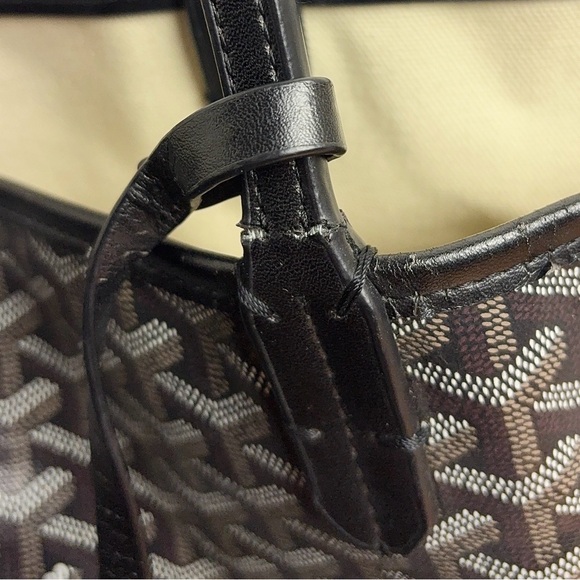 FAUX GOYARD SAINT LOUIS PM TOTE - BLACK GOYARDINE - Picture 13 of 16